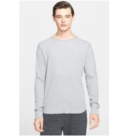 Wings + Horns Revolve V-Needle Gray Crew Melange Long Sleeve Men's T-Shirt L - Picture 1 of 10